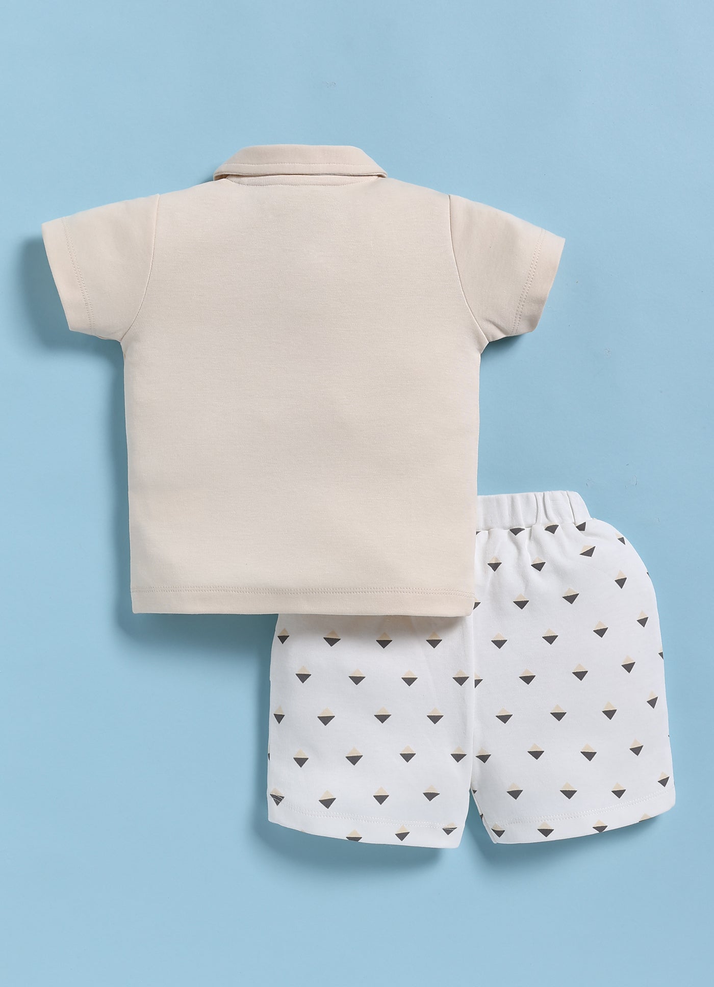 Half-Sleeve Top & Bottom For Boys - Cream Well Done