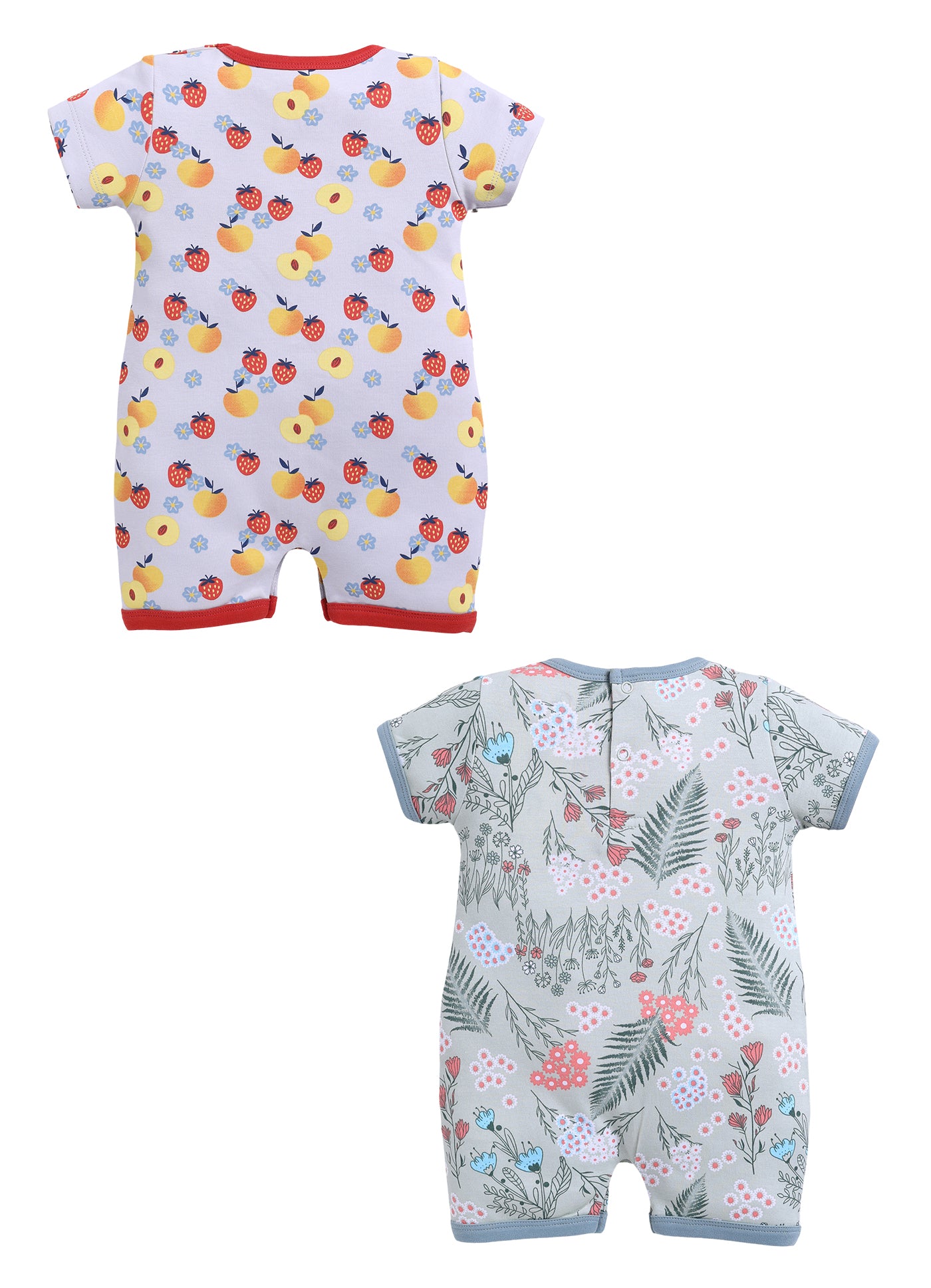Half Sleeve Romper for Girls - Peach & Sage