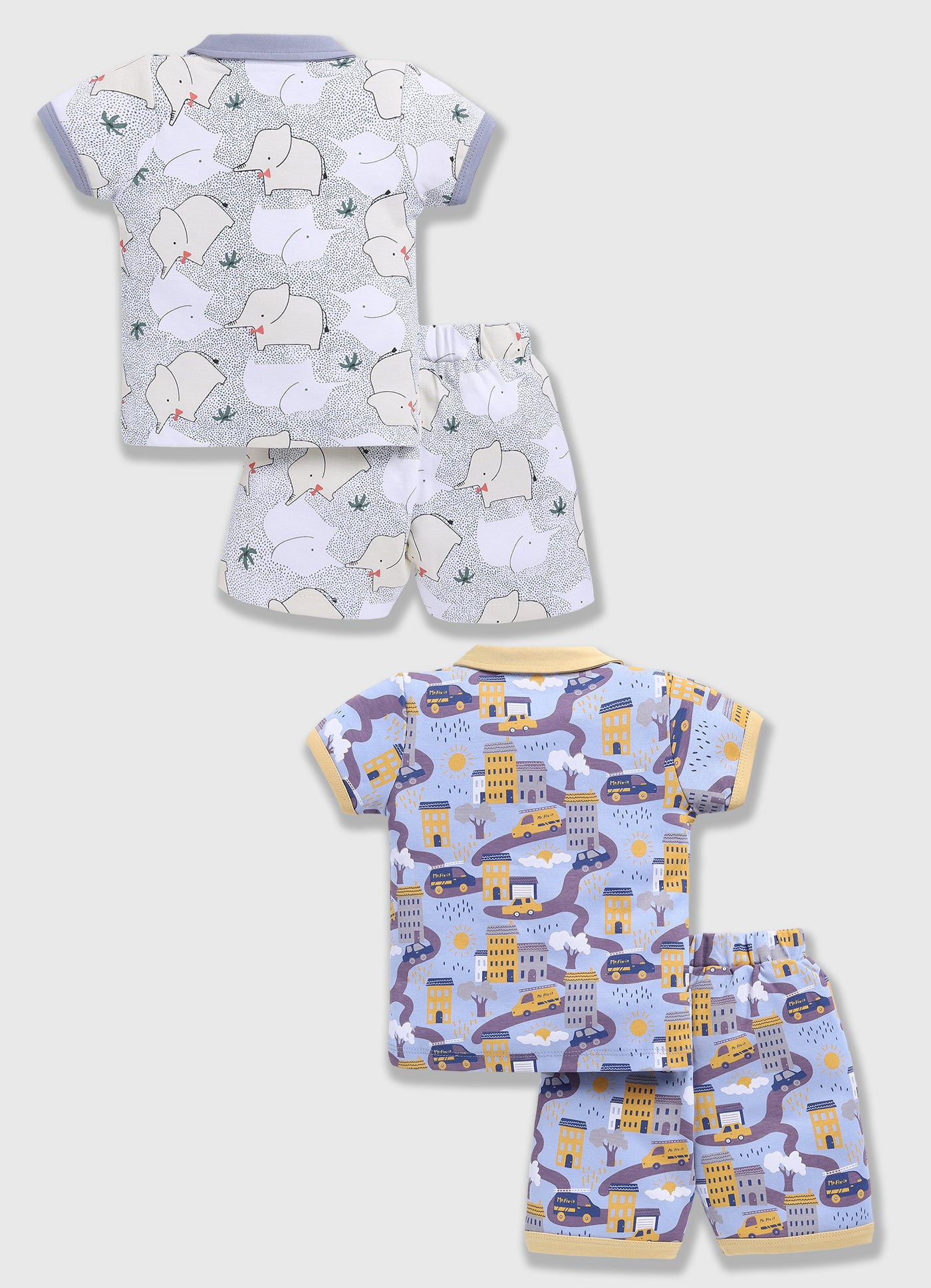 Half Sleeve Top & Bottom for Boys - Light Green & Yellow