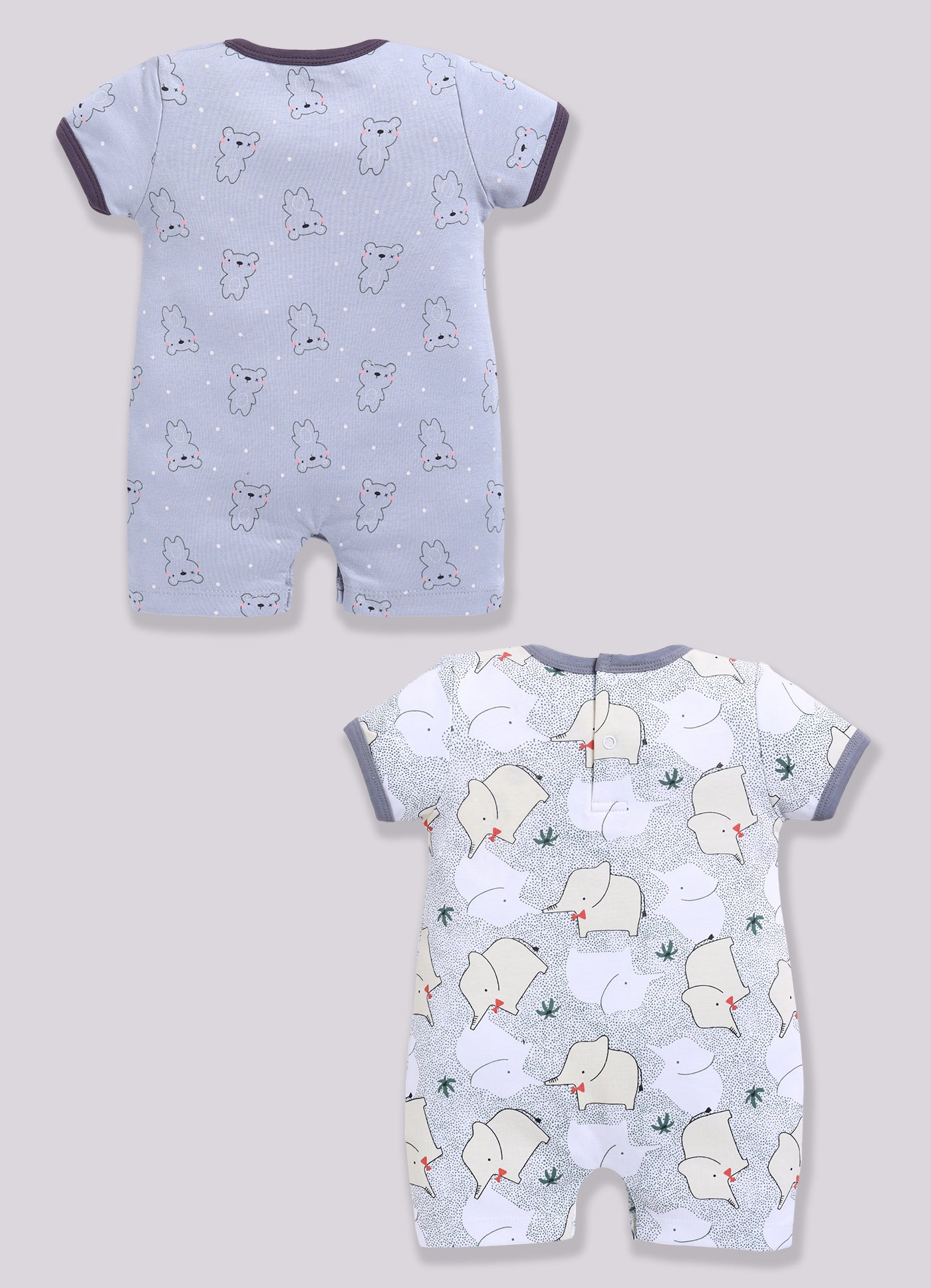 Half Sleeve Romper for Boys - Slate Grey & Light Green