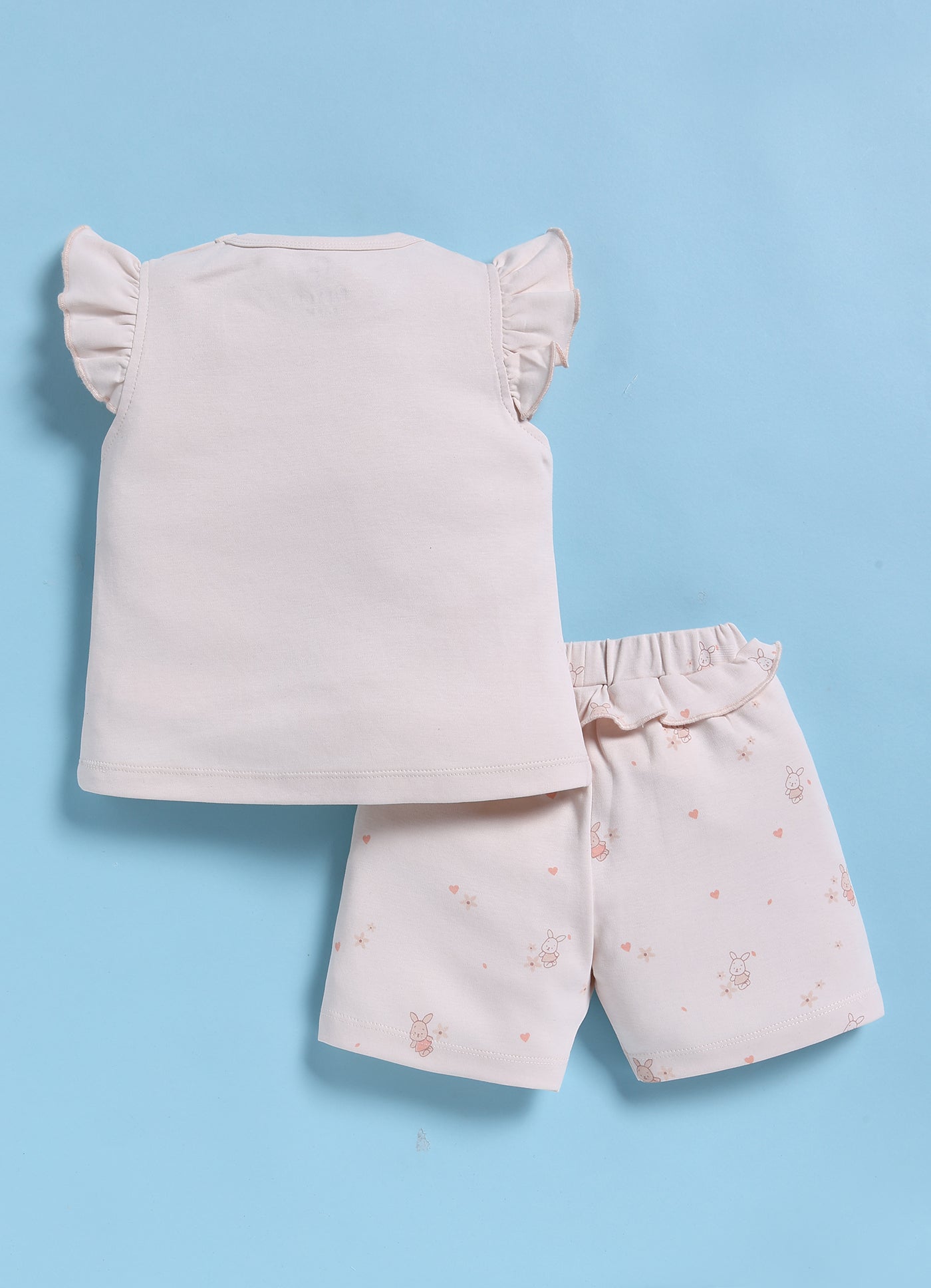 Half-Sleeve Top & Bottom For Girls - White Sweet Friends
