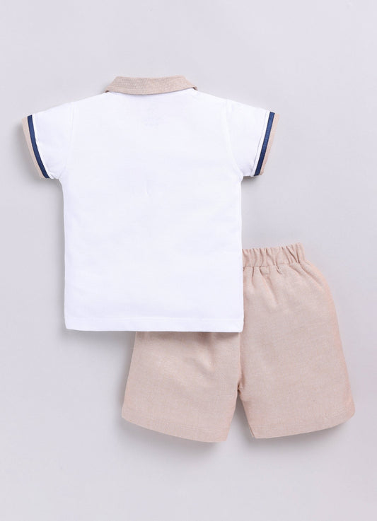Baby Boy Teddy Bear T Shirt & Short-BEIGE