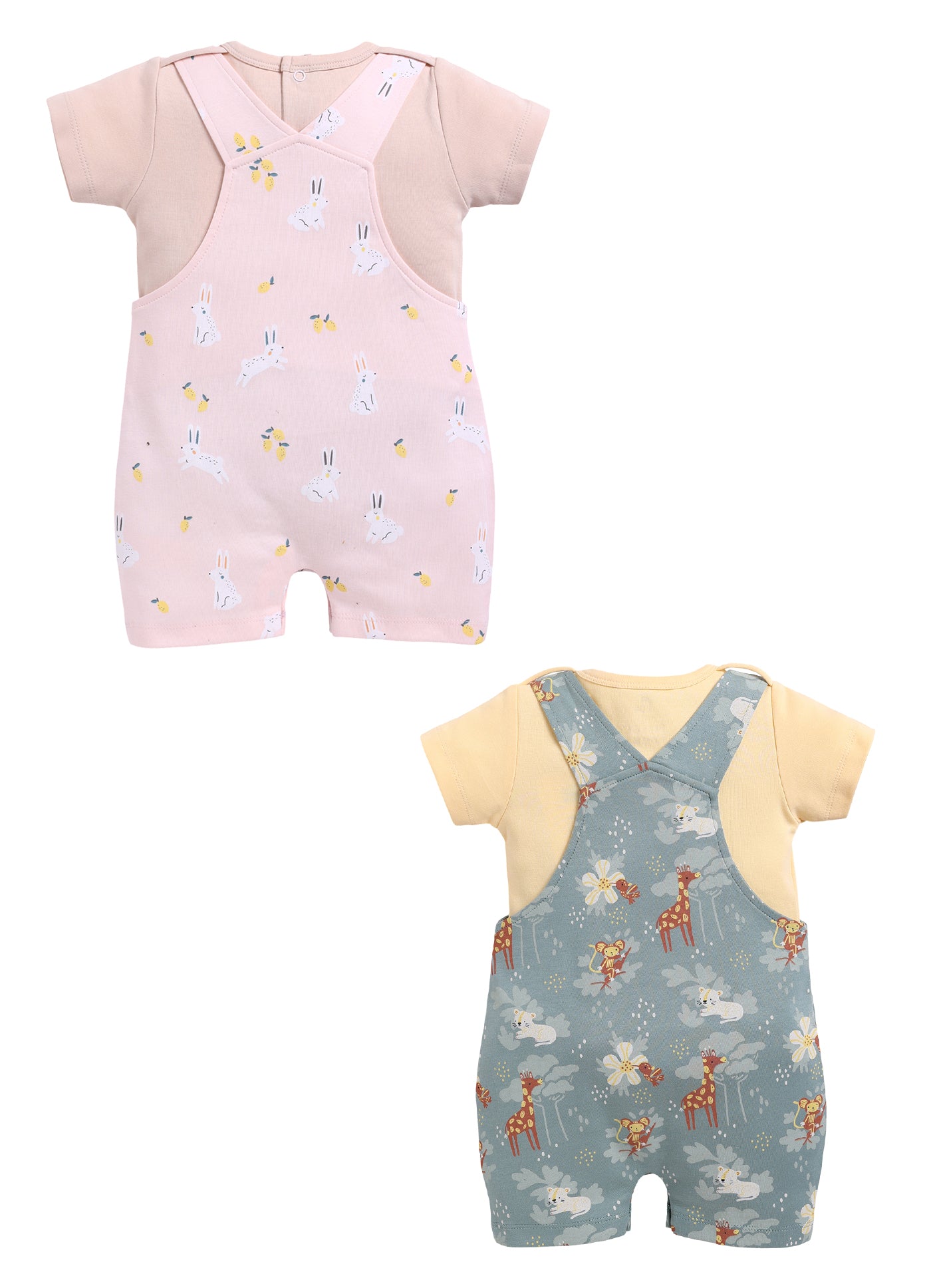 Half Sleeve Dungaree for Girls - Rose & Olive