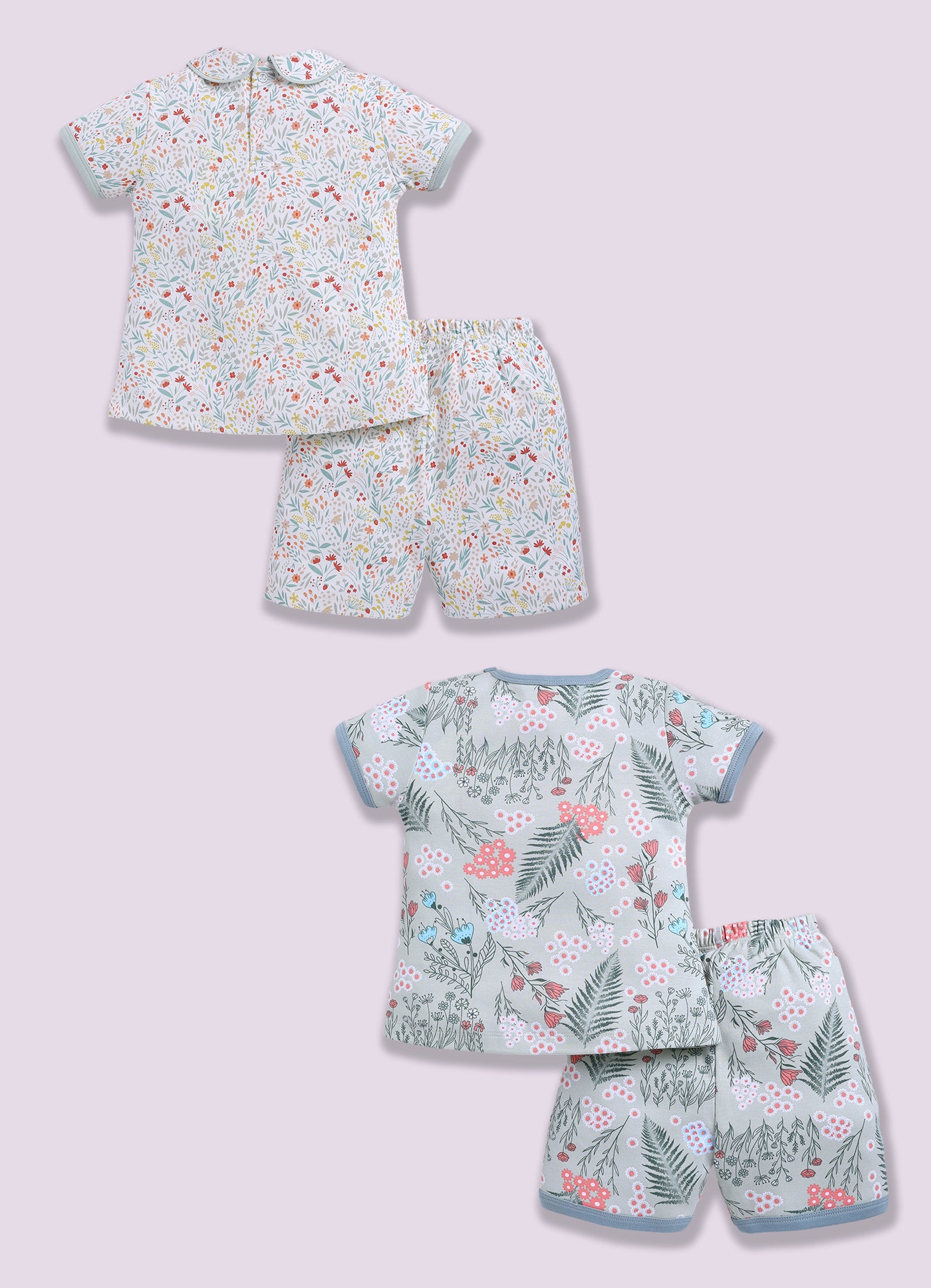 Half-Sleeve Top & Bottom For Girls - Mint & Sage
