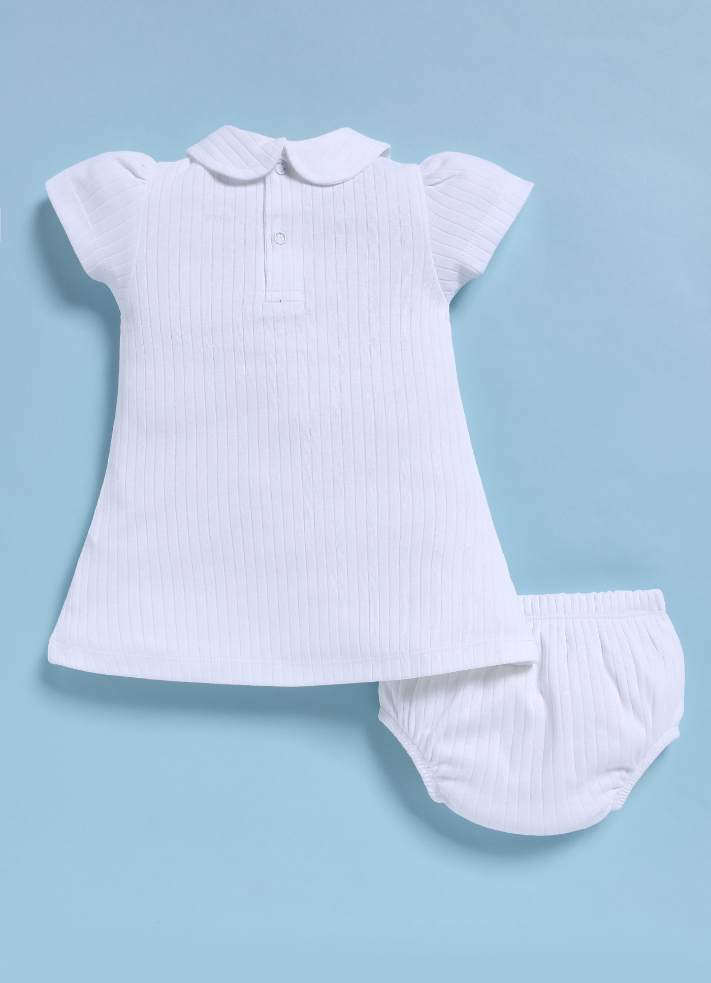 Frock – White Ribbed Classic