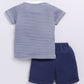 Baby Boy SEA Printed & Nautical Stripes Half T-Shirt and Shorts Set-Navy Blue