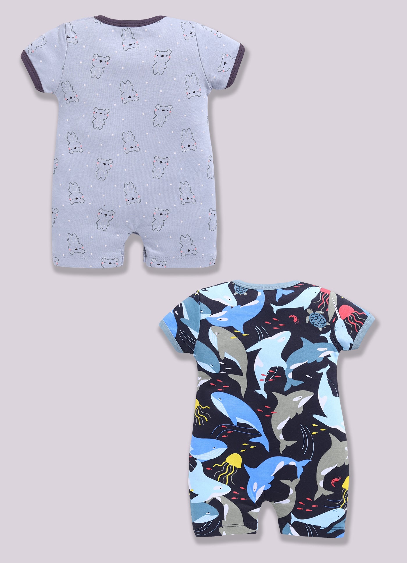 Half Sleeve Romper for Boys - Slate Grey & Navy