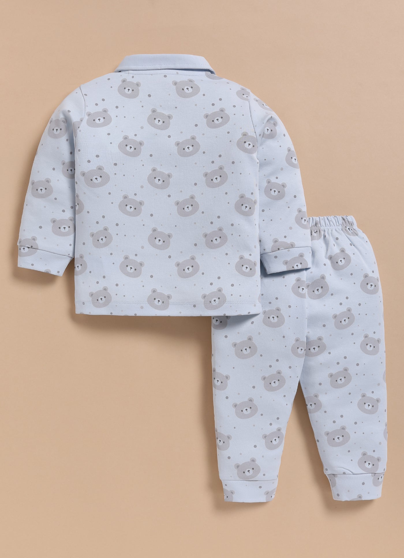 Full-Sleeve Top & Bottom For Boys - Sky Blue Bear