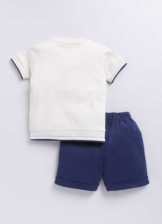 Animal Friends Baby Boy Half T Shirt & Short Summer Set-Beige