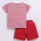 Baby Boy SEA Printed & Nautical Stripes Half T-Shirt and Shorts Set-Red