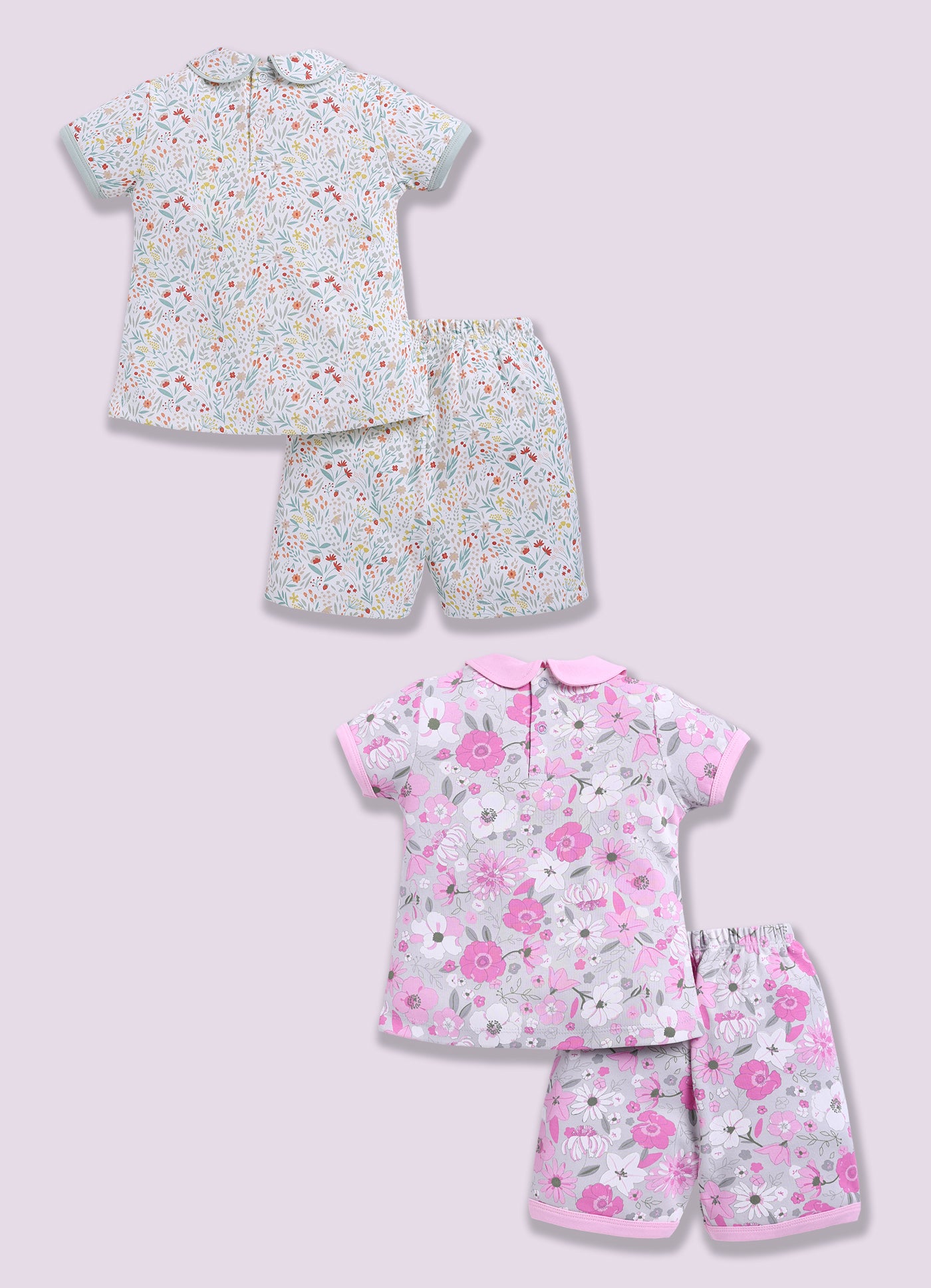 Half-Sleeve Top & Bottom For Girls - Mint & Pink