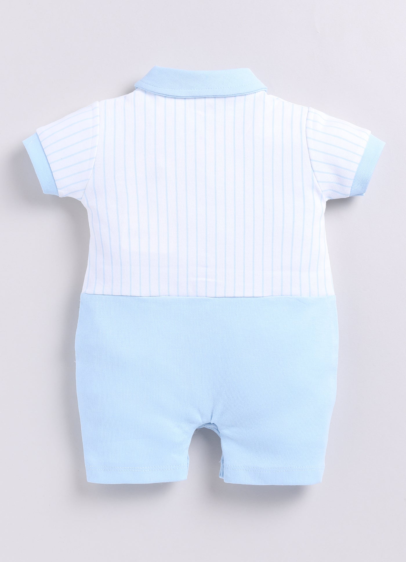 Half Sleeve Striped Baby Boy Romper-Sky Blue