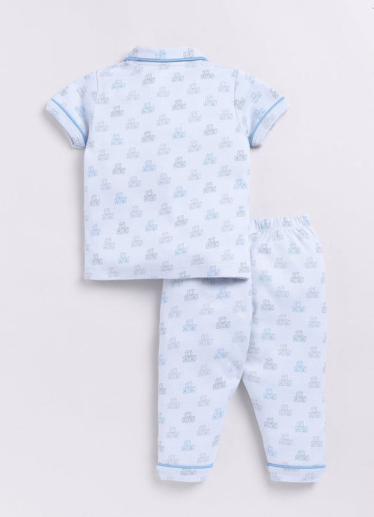 Playful ABC Printed Baby Boy Half Sleeves Night Suit-PINK