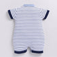 Baby Boy Striped Summer Romper - Navy