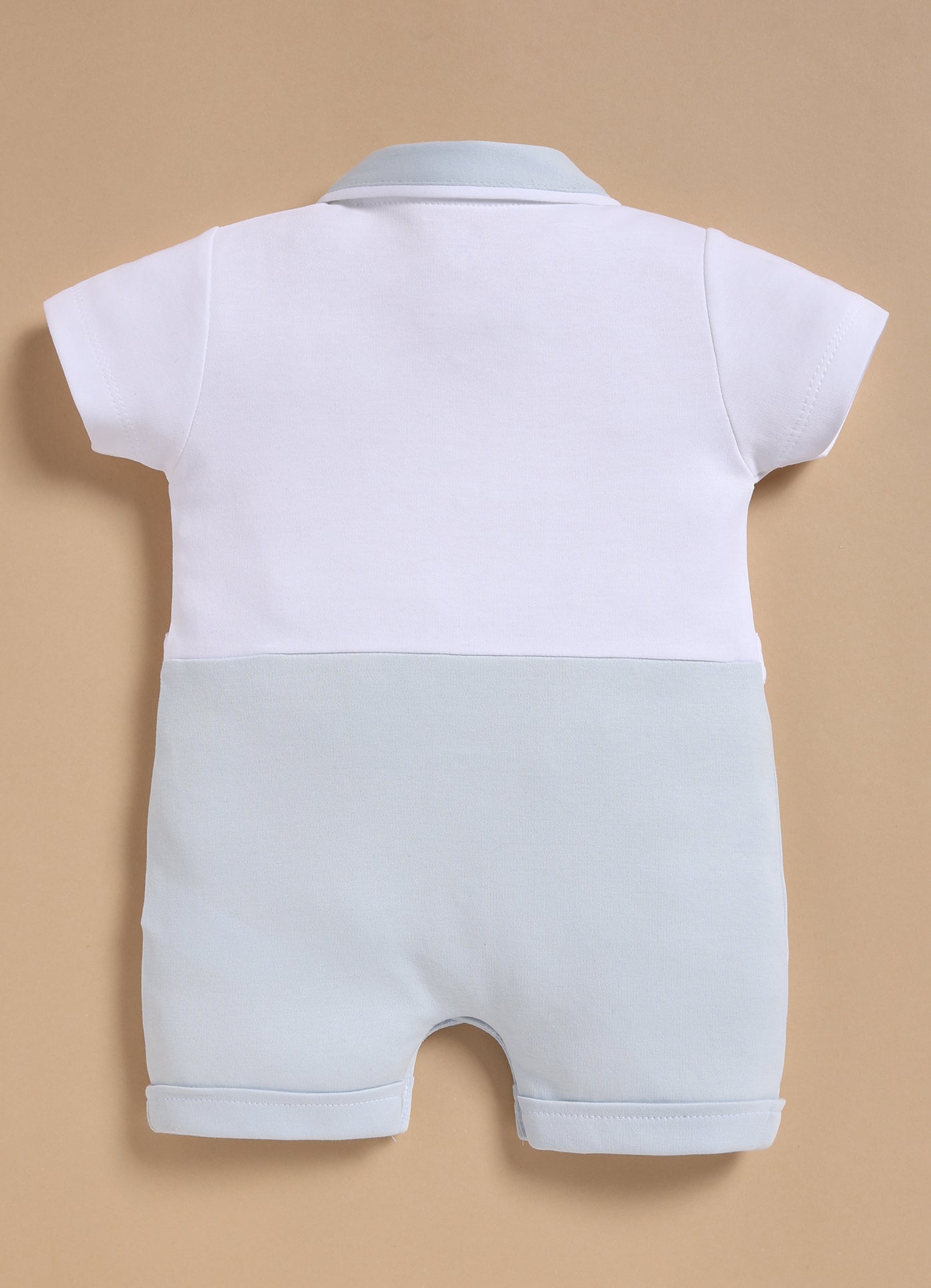Half-Sleeve Romper for Boys – Light Blue with Side Button & Pocket