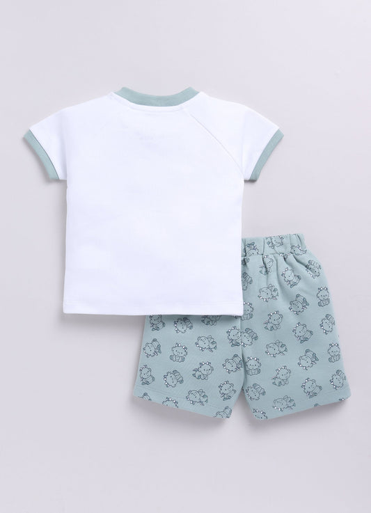 Little Dragon Baby Boy Half T Shirt & Short Set-Green