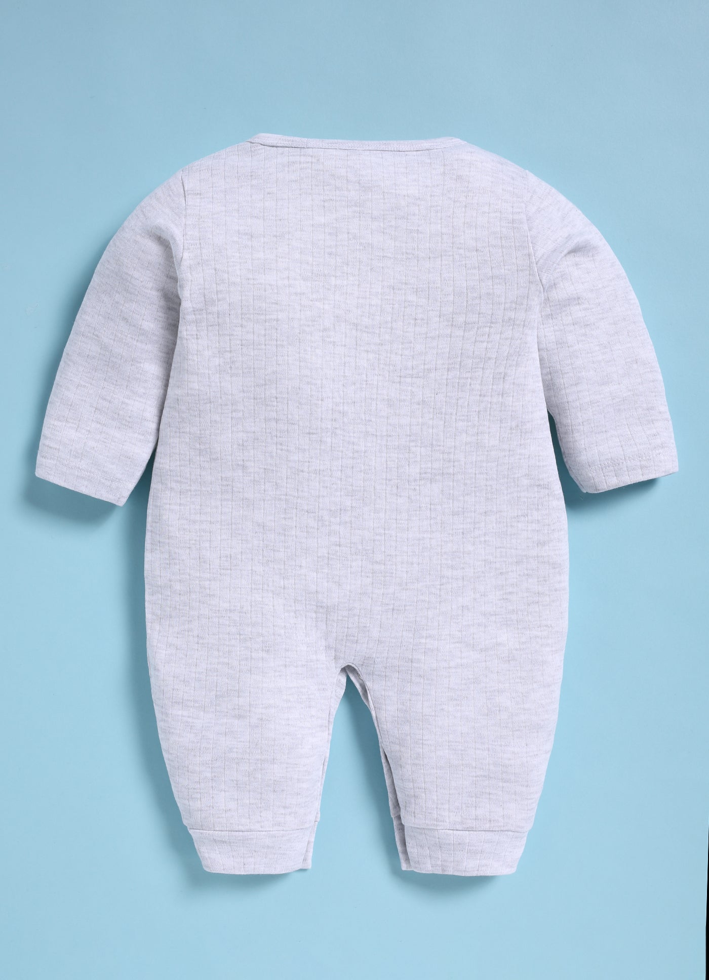 Full Sleeve Romper for Boys – White Melange Hello World