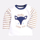 Little Fox printed casual T-Shirt Pyjama set-NAVY