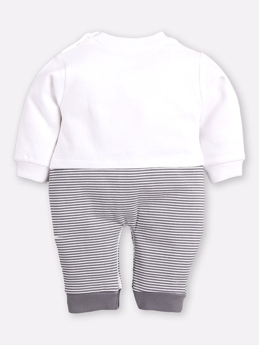 Baby boy casual wear printed romper-GREY