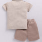 Baby Boy Collar Half T Shirt & Shorts Set-Beige