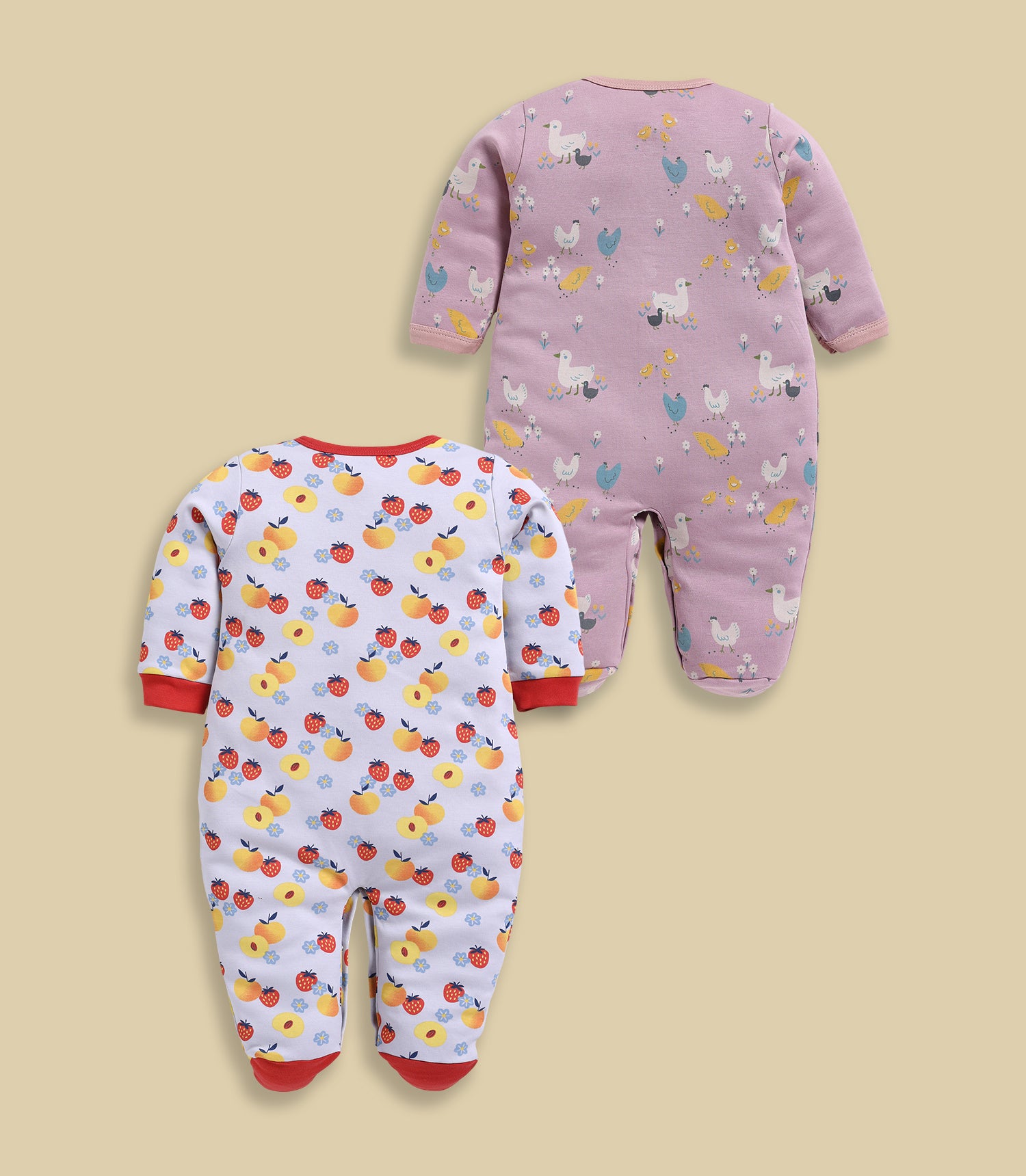 Full Sleeve Romper for Girls - Peach & Stone