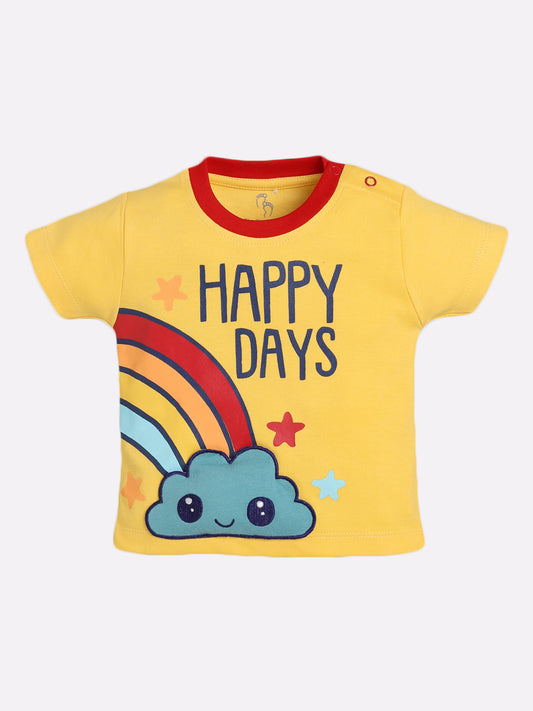 T-shirt and Shorts Set for Baby Boys 100% pure cotton-YELLOW