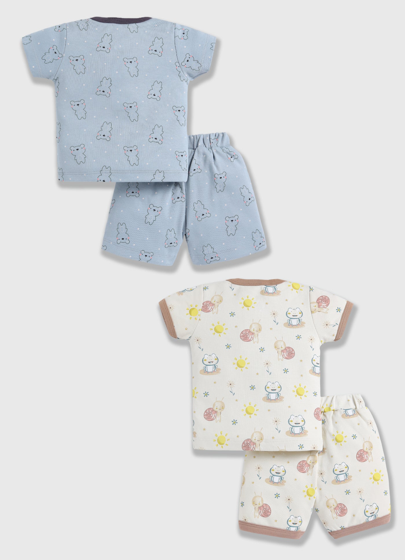 Half Sleeve Top & Bottom for Boys - Slate Grey & Beige