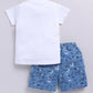 Baby Boy Happy Crocodile Printed Half T Shirt & Short Playdate Outfit-Sky