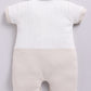 Half Sleeve Striped Baby Boy Romper-Beige
