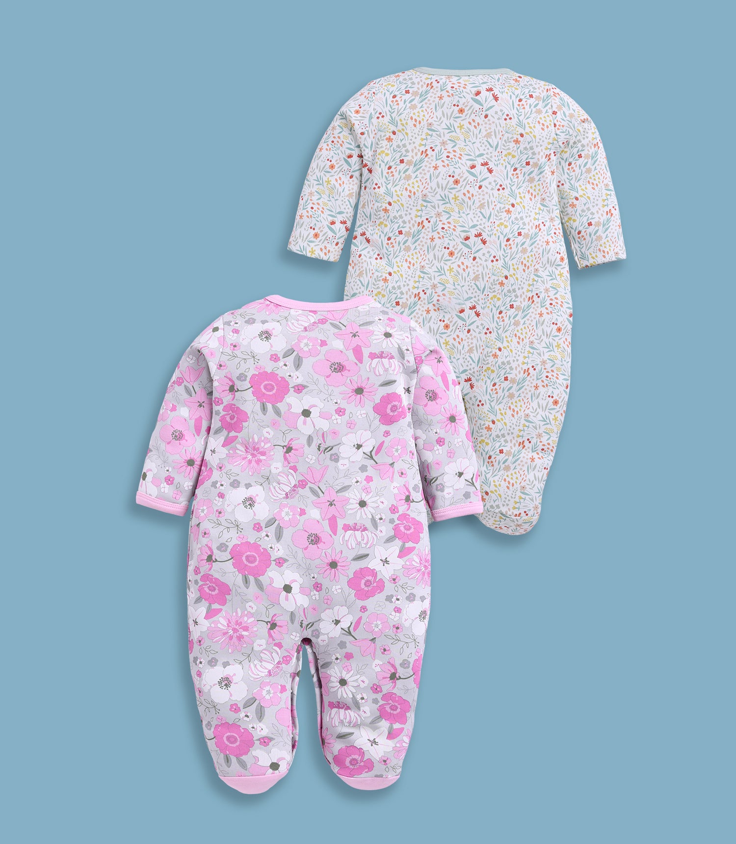 Full Sleeve Romper for Girls - Mint & Pink