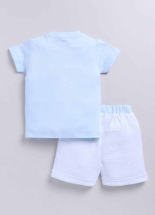Baby Boy Summer Adventure Half T Shirt & Short Set-Sky