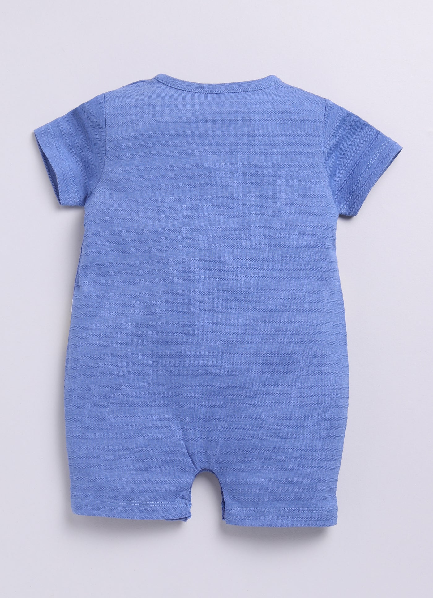 Baby Boy Short Sleeve Romper with Stripey Zebra Design-Blue