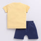 Baby Boy Dinosaur Printed Half T shirt & Short Set-Lemon