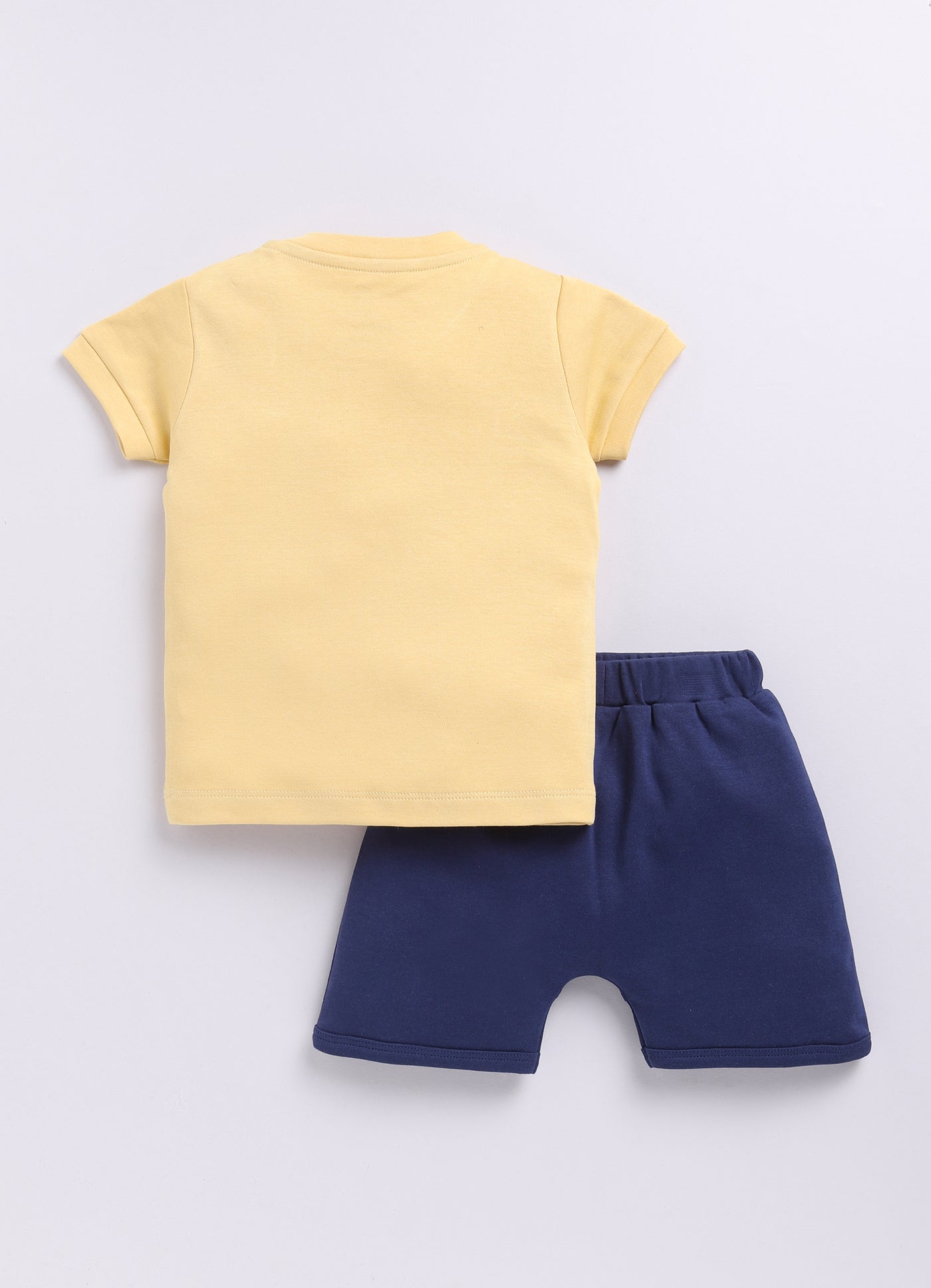 Baby Boy Dinosaur Printed Half T shirt & Short Set-Lemon