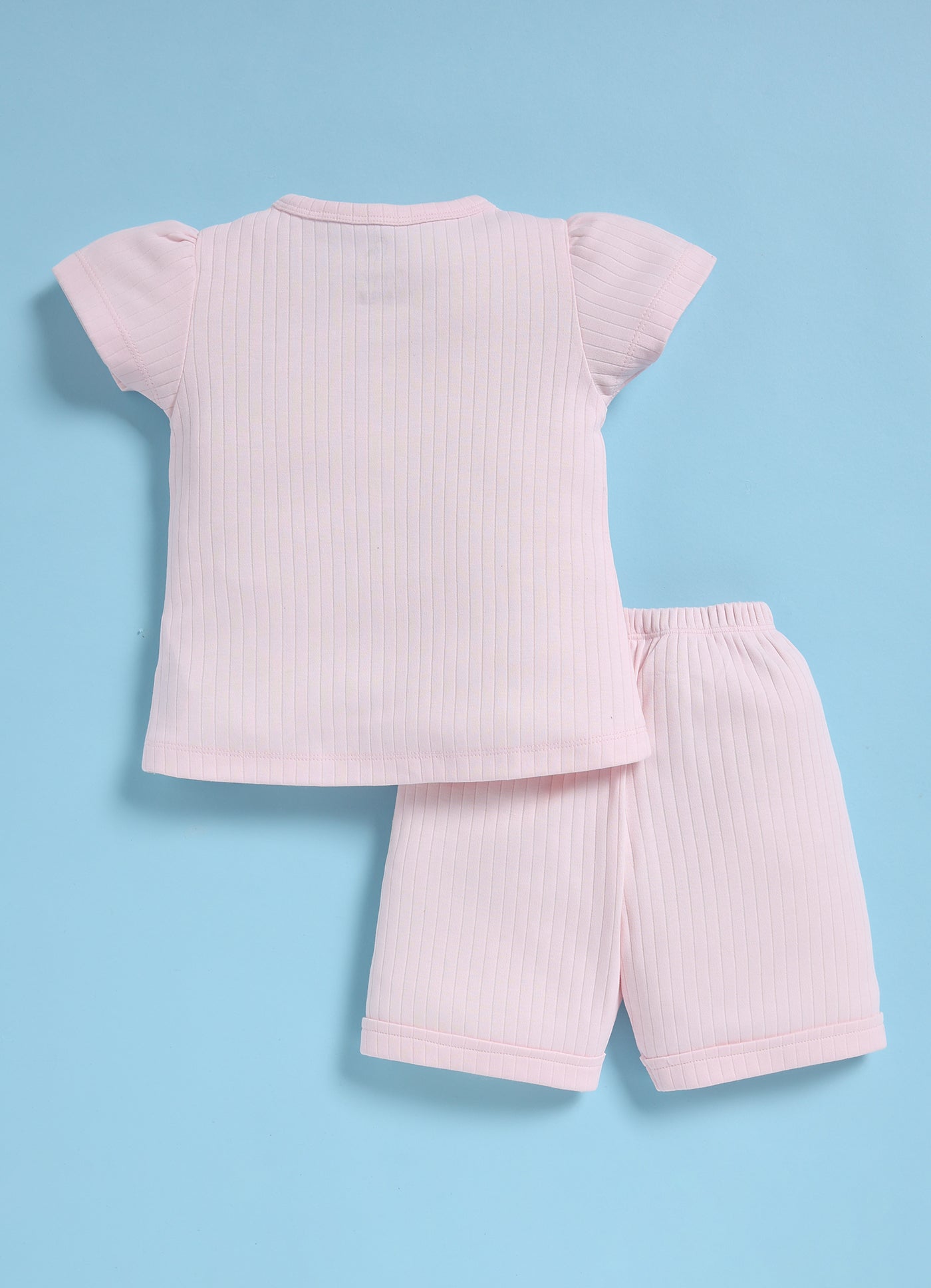 Half-Sleeve Top & Bottom For Girls - Pink Animal Friends