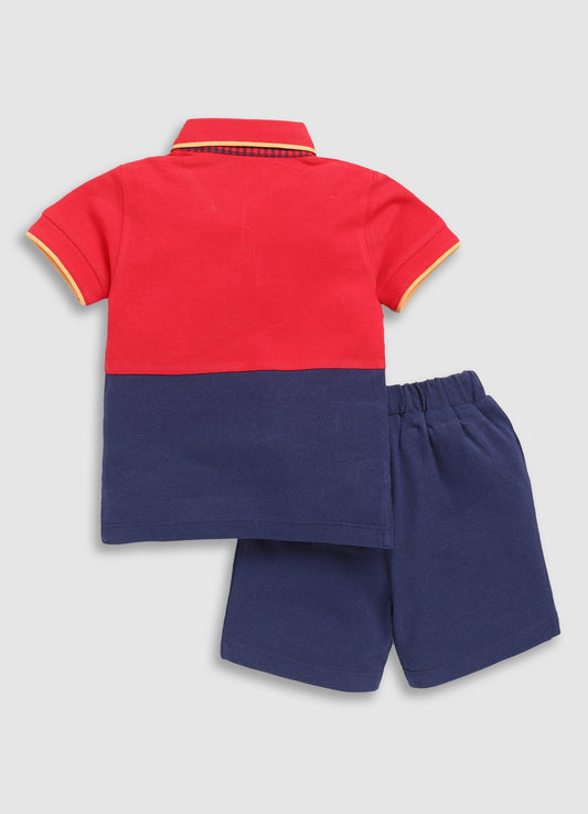 Boy's Printed T shirt with Short-Red