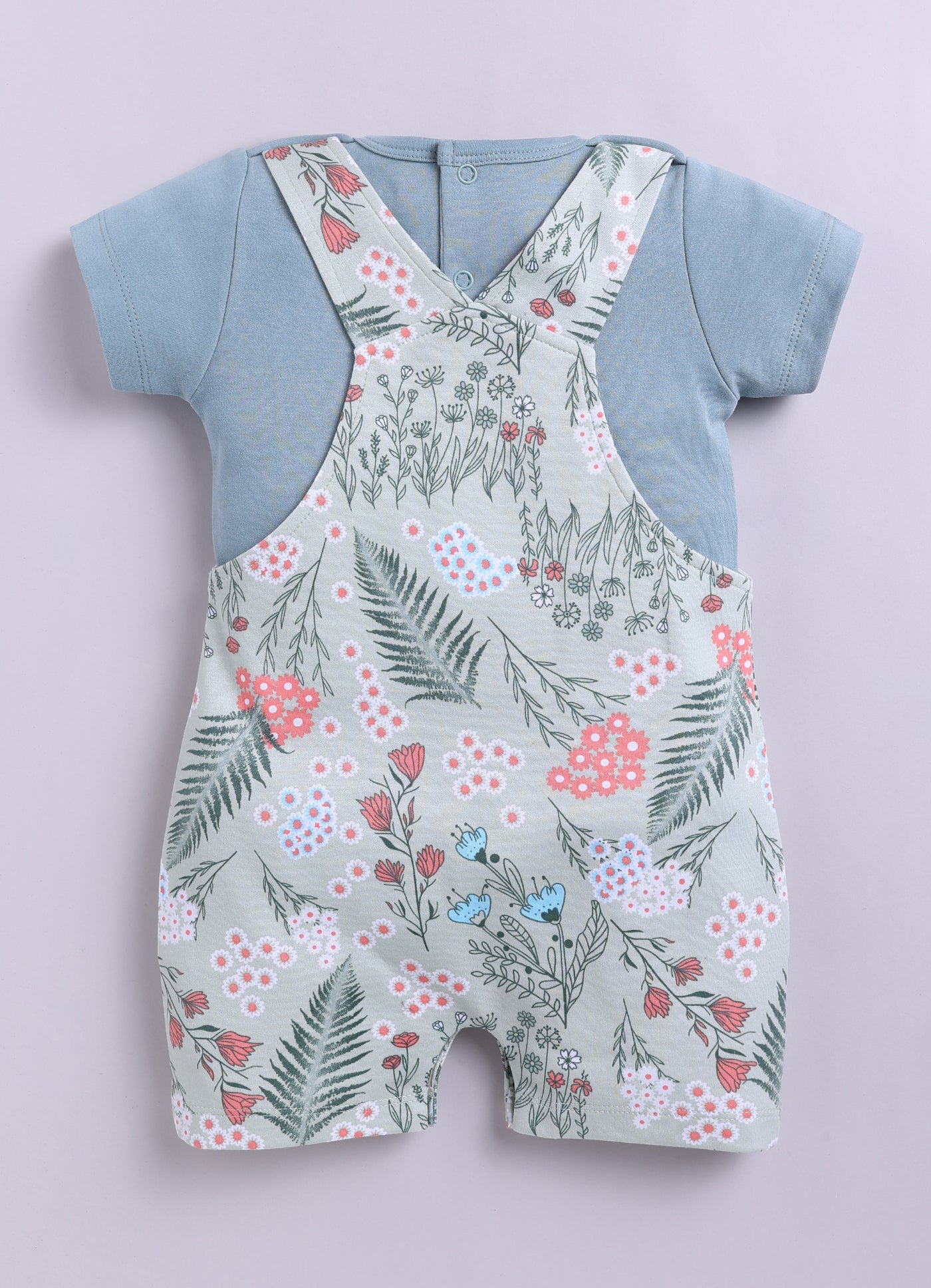 Half Sleeve Dungaree for Girls - Sage