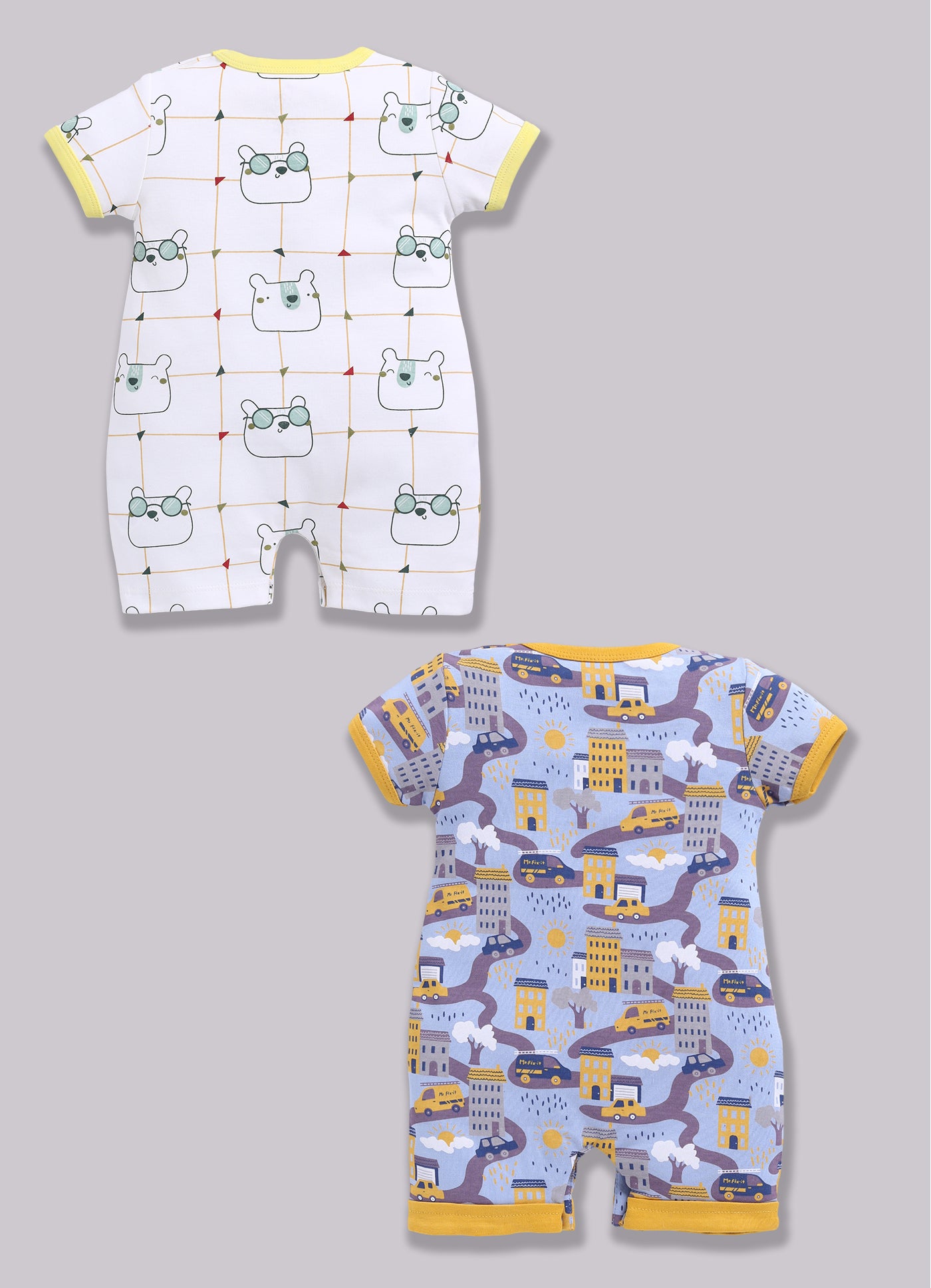 Half Sleeve Romper for Boys - Yellow & Green
