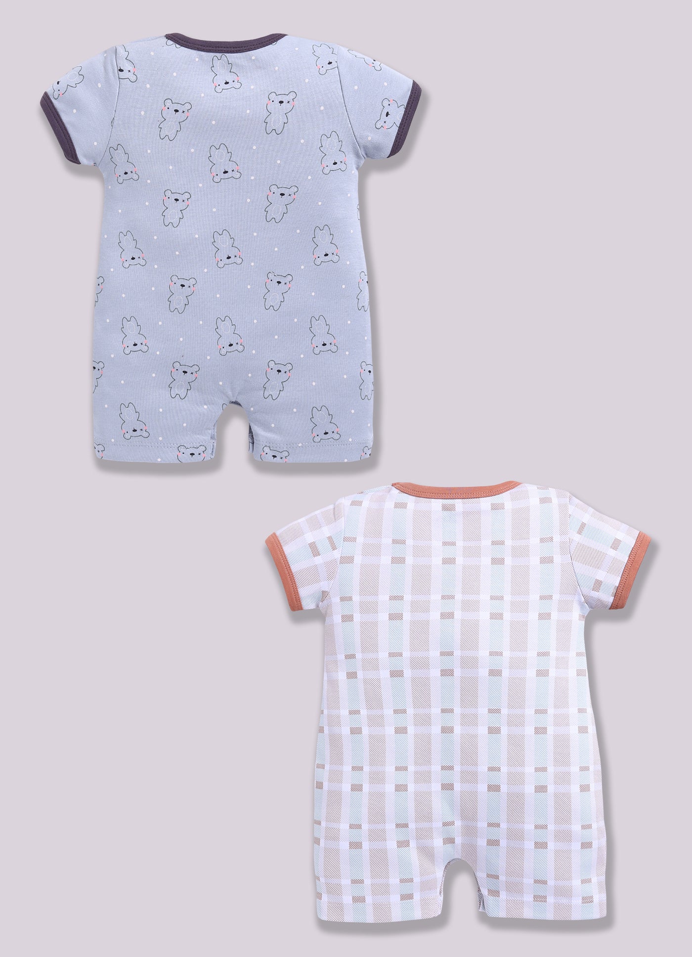 Half Sleeve Romper for Boys - Slate Grey & Tan