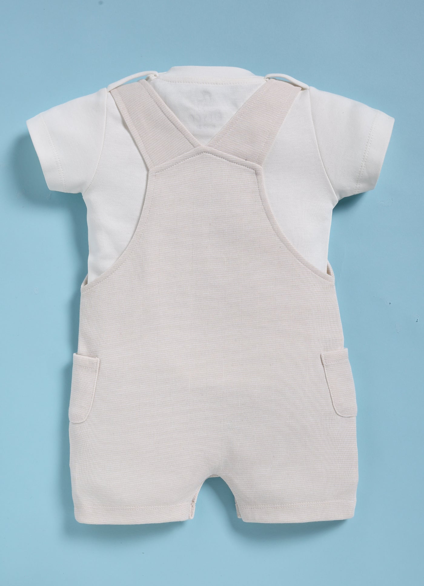 Half Sleeve Dungaree for Boys – Cream Happy Bunny
