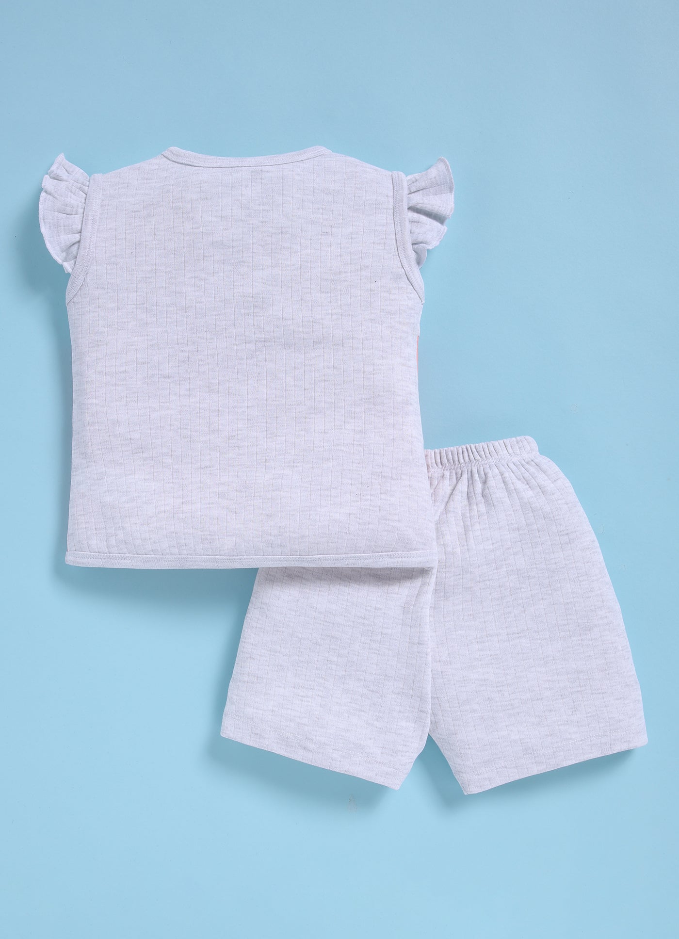 Half-Sleeve Top & Bottom For Girls - White Melange Breeze