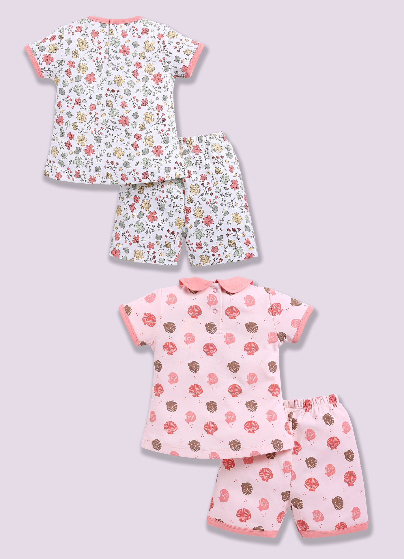 Half-Sleeve Top & Bottom For Girls - Teal & Coral