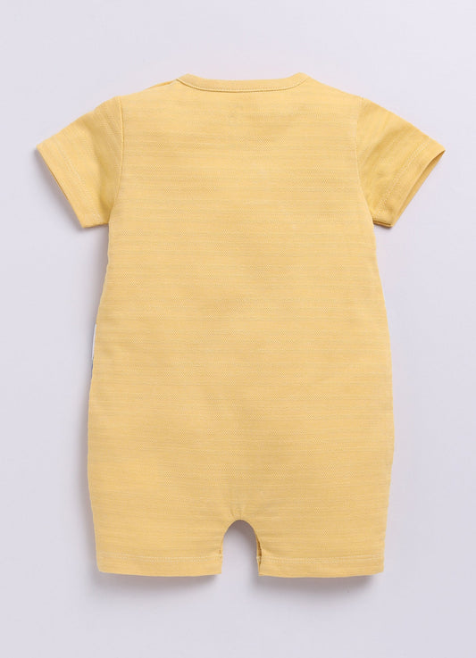 Baby Boy Short Sleeve Romper with Stripey Zebra Design-Yellow