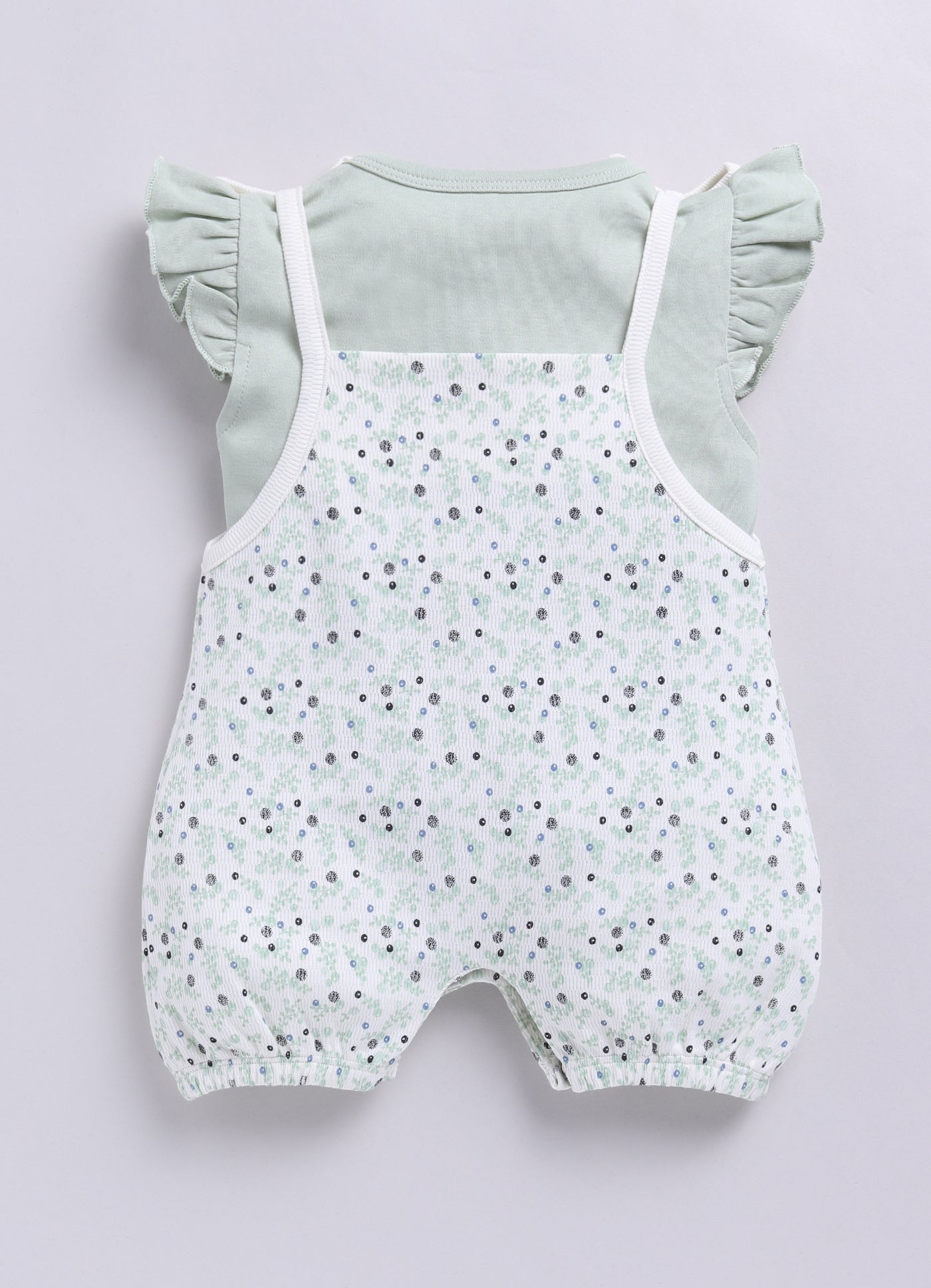 Baby Girl Light Green Floral Romper with Bows-PISTA GREEN