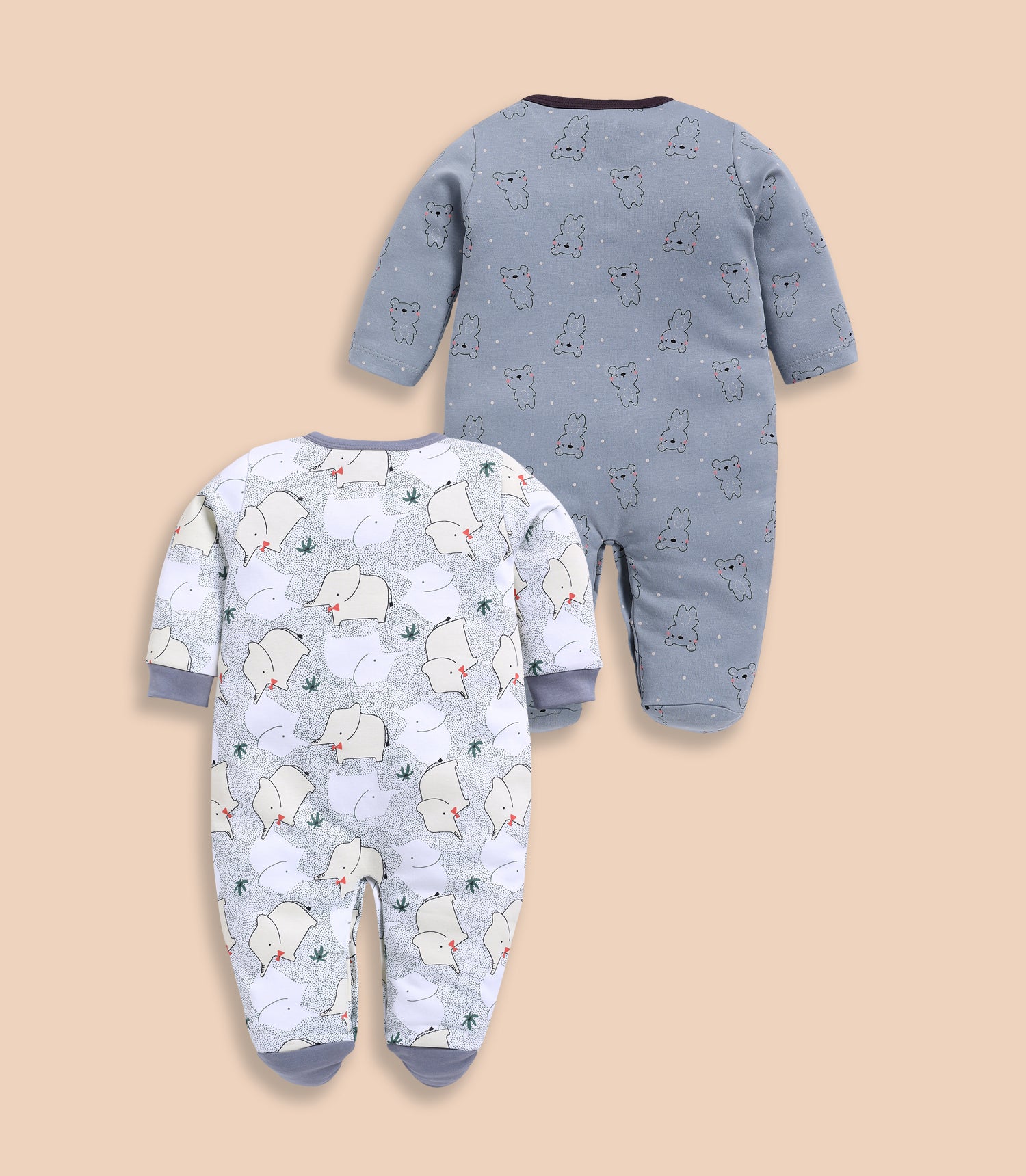 Full Sleeve Romper - Slate Grey & Light Green