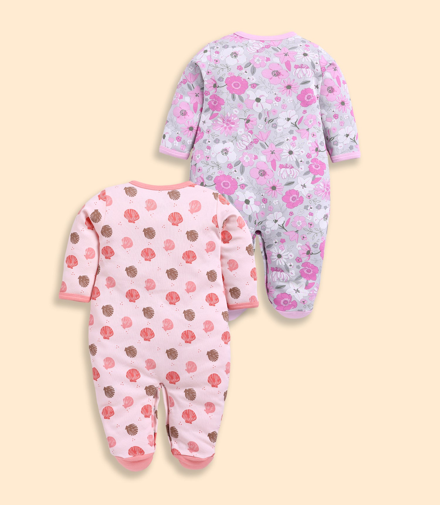 Full Sleeve Romper for Girls - Pink & Coral