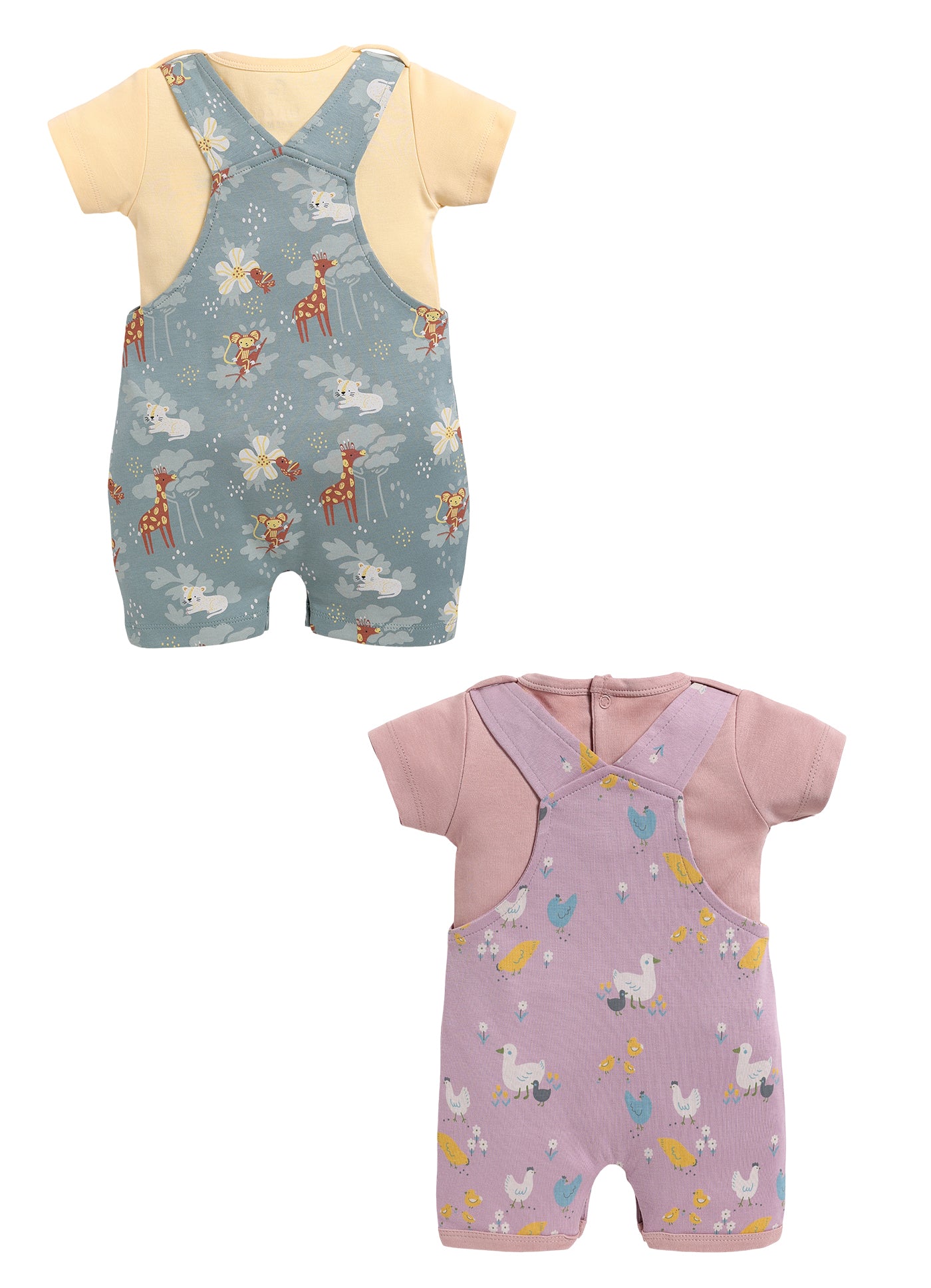 Half Sleeve Dungaree for Girls - Stone & Olive