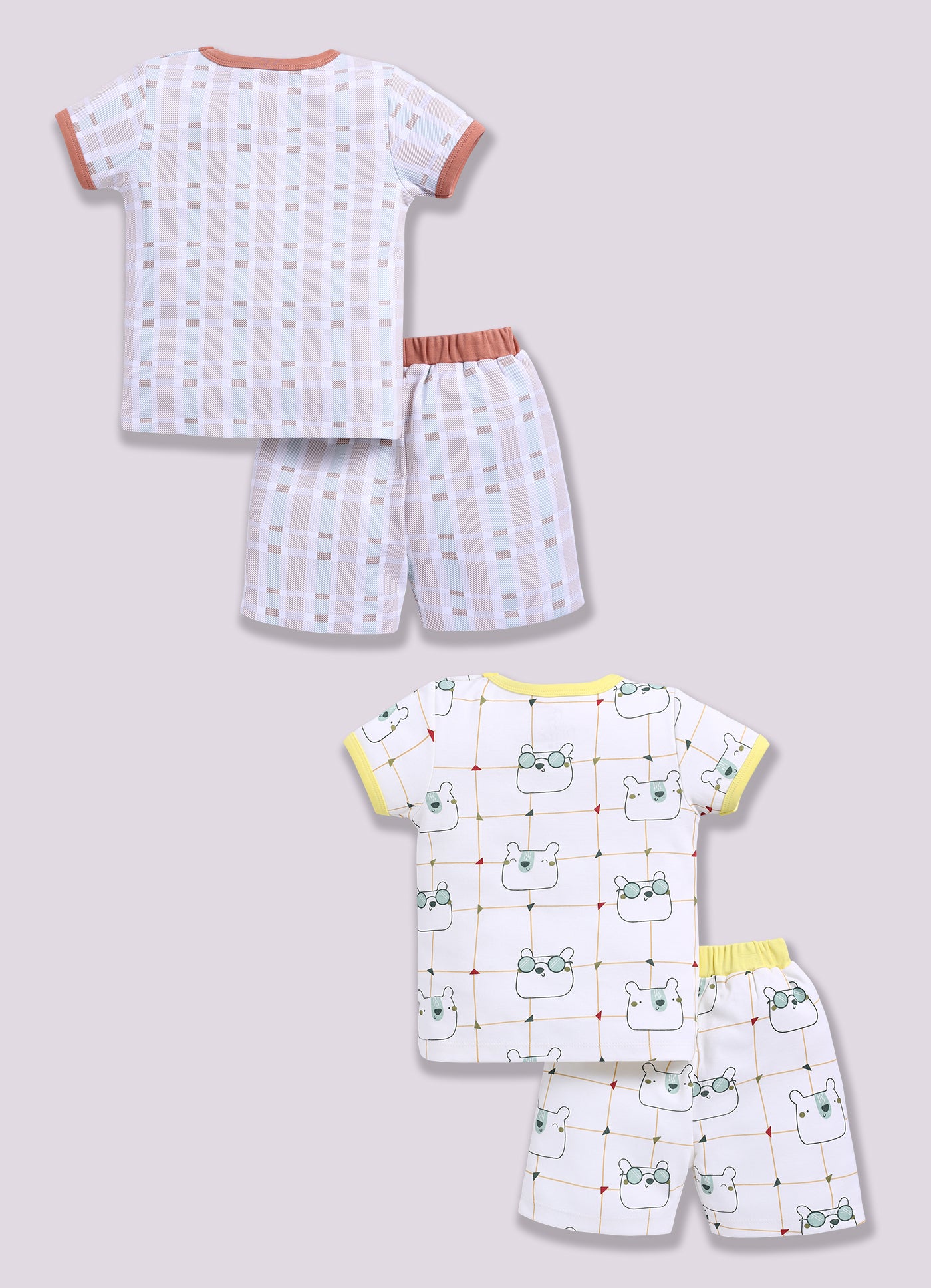 Half Sleeve Top & Bottom for Boys - Tan & Green