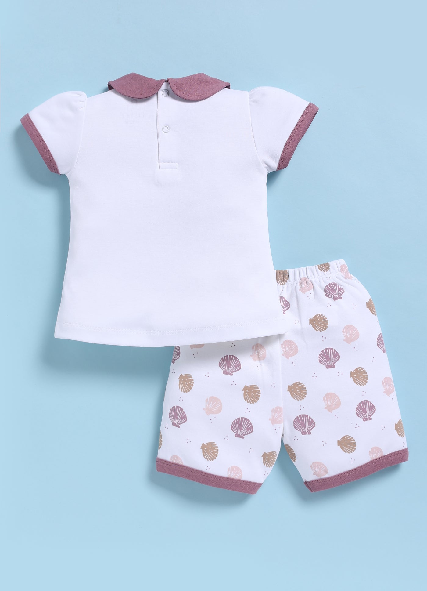 Half-Sleeve Top & Bottom For Girls - Mauve Oyster Shells