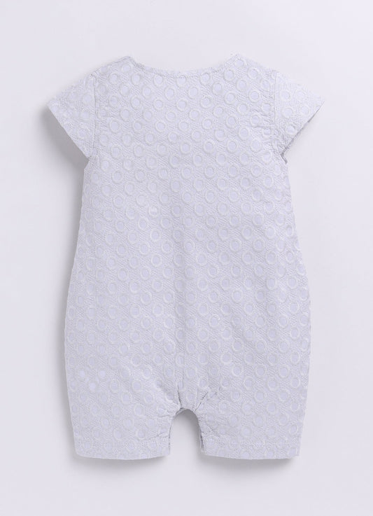 Cute Baby Girl Romper With Flower-GREY